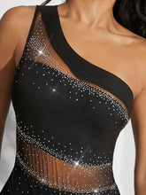 Women's Sleeveless Mesh Contrast Bodysuit, Casual & Elegant Design
